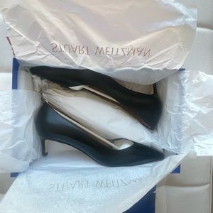 NWT 9N Anny 50MM Stuart Weitzman Black Leather Pumps